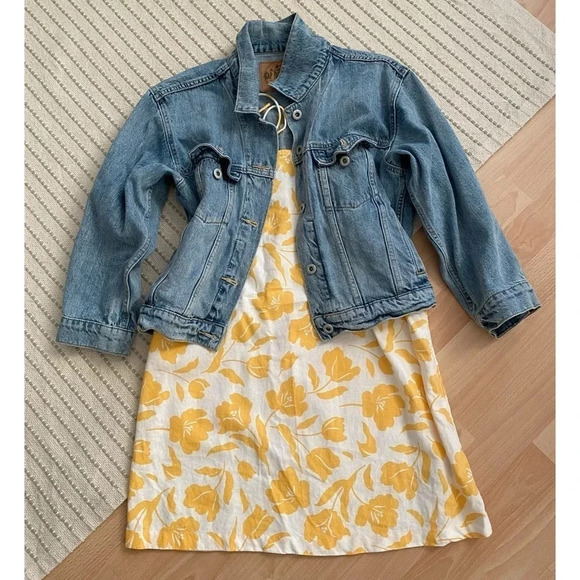 Old Navy - Yellow Linen Blend Floral Dress - Picture 4 of 8